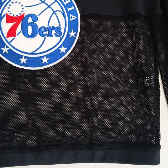 FISLL Philadelphia 76ers Ladies Mesh Fishnet Jersey Top XL Blk Lg Logo Patch - Picture 6 of 11
